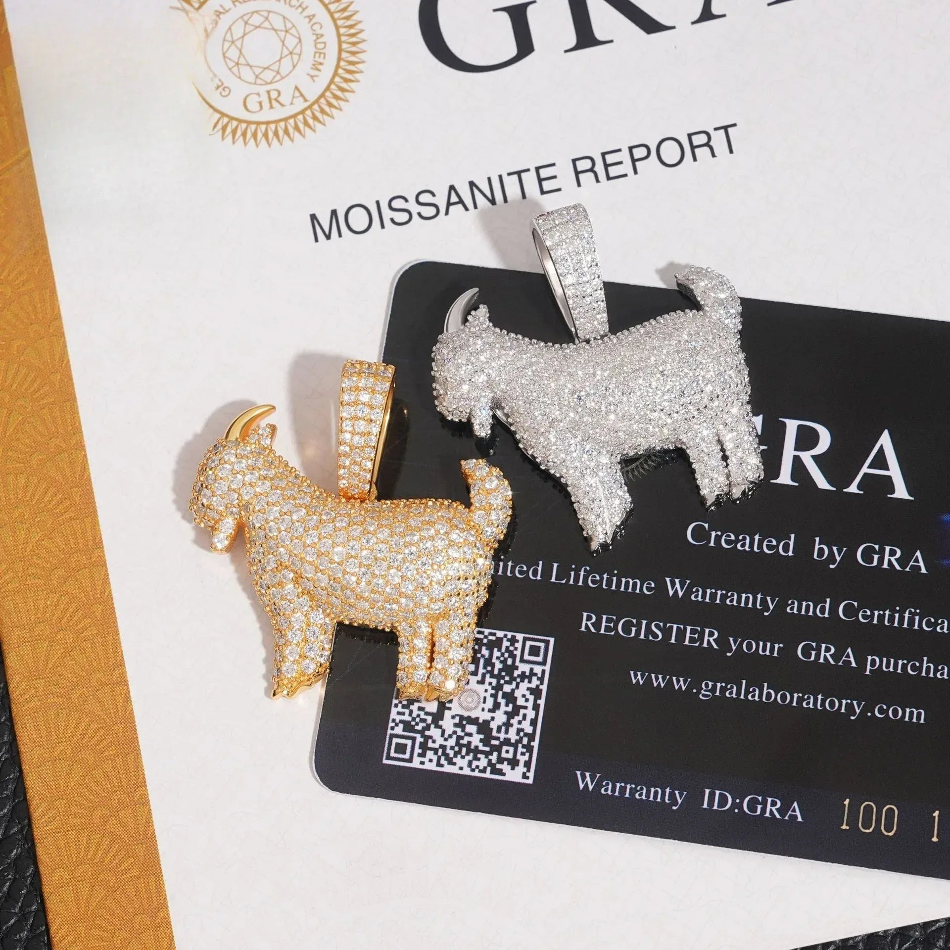 S925 Silver Moissanite Lamb Pendant – Unisex Hip-Hop Style Jewelry, Personalized Necklace - CaratixJewelry